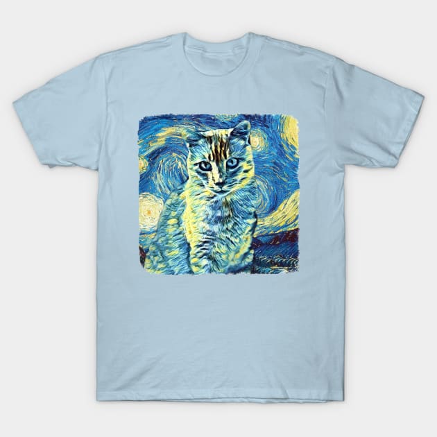 Furry Cat Van Gogh Style T-Shirt by todos